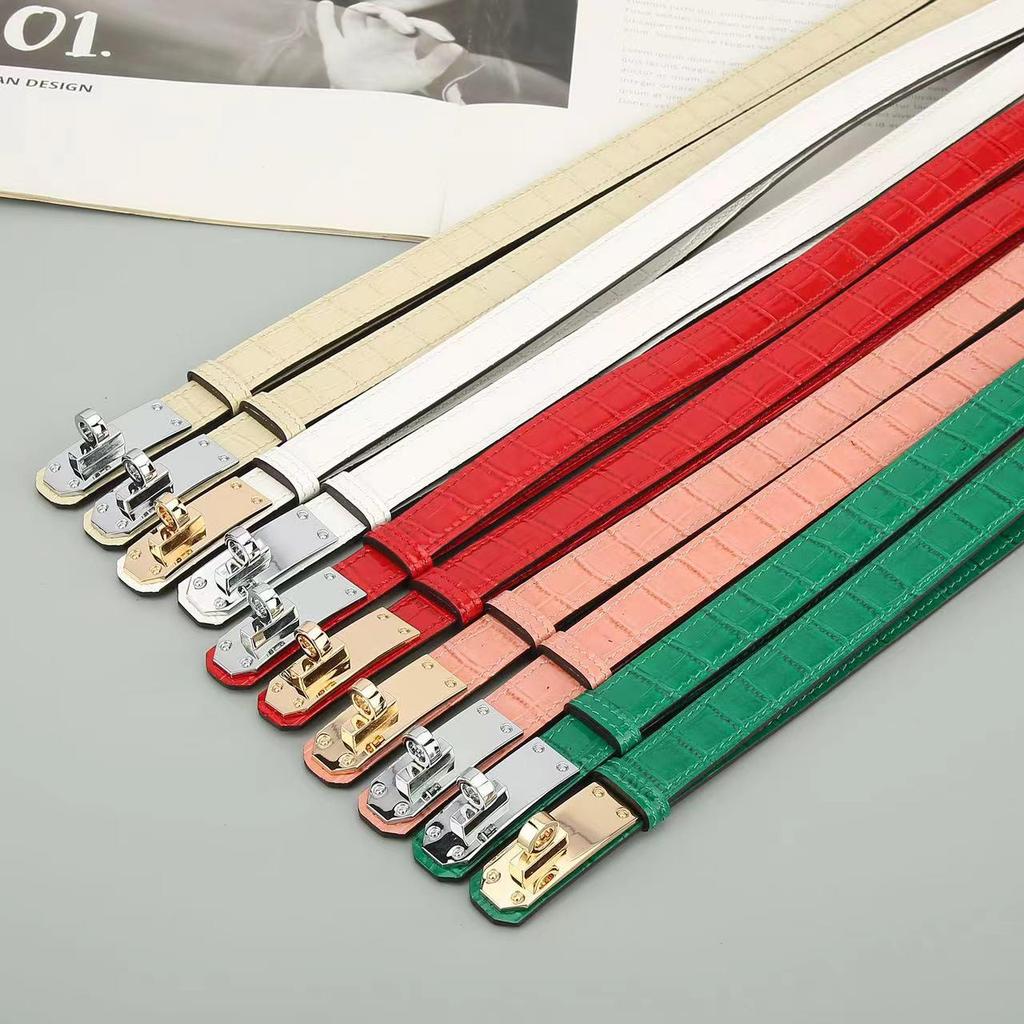 Women's Adjustable Genuine Leather Alligator Pattern Belt