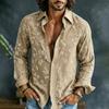 Men's Long Sleeved Shirt with Floral Branches and Leaves Printed on Top, Versatile Casual Shirt for Daily Commuting and Travel