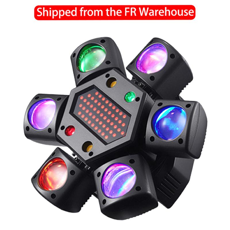 80W 6-Arm Disco Party Stage LED Moving Head Wash Light with DMX512 Control Mode