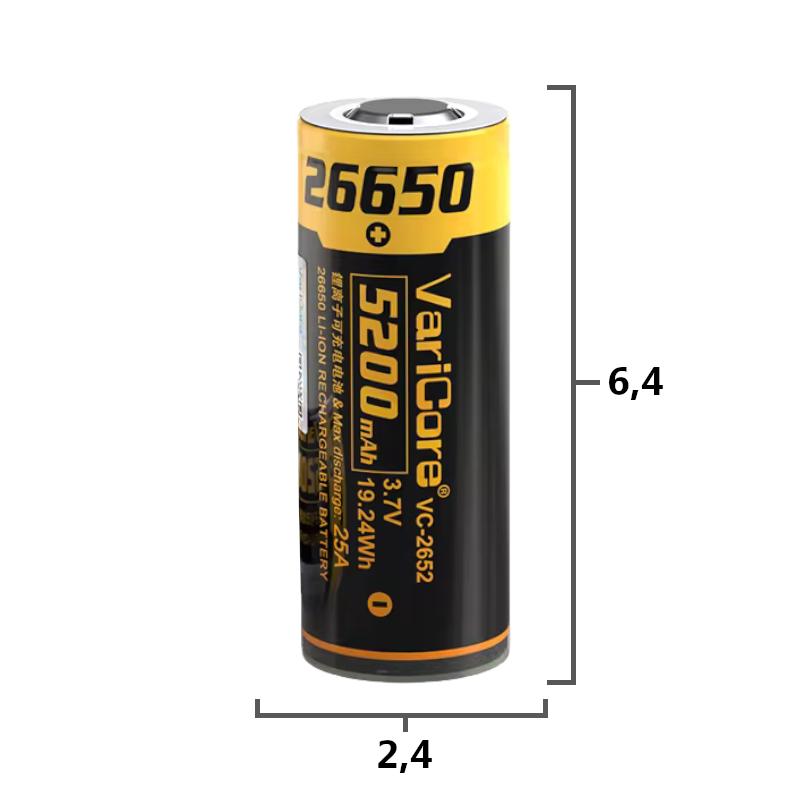 Akumulator Bateria Ogniwo Varicore Vc-2652 26650 Li-Ion 3.7V 5200Mah