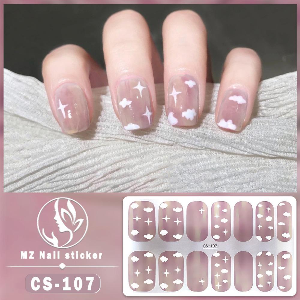 New Type of Bake-free Gel Nail Polish Film, Full Sticker, Plaid Spring and Summer Flower Nail Art Film, Nail Film, Waterproof Paper Patch