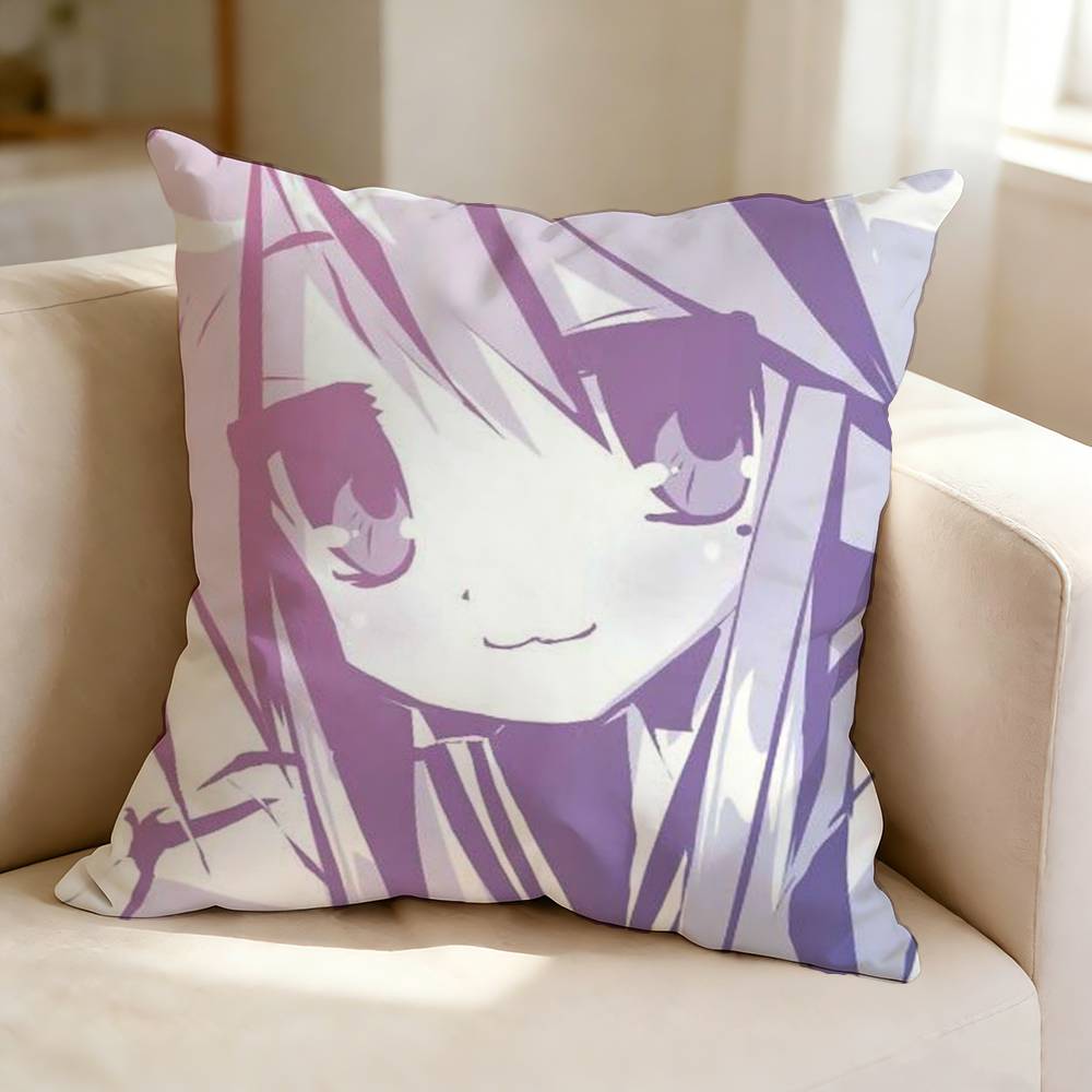 LLucky Star Anime KKonata IIzumi Pillow Case Square DoubleSided Sofa Cushion Cover Bedroom Bedside Pillow