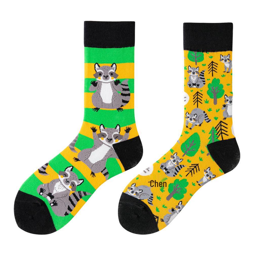 Asymmetric Colorful Christmas Cotton Socks for Couples