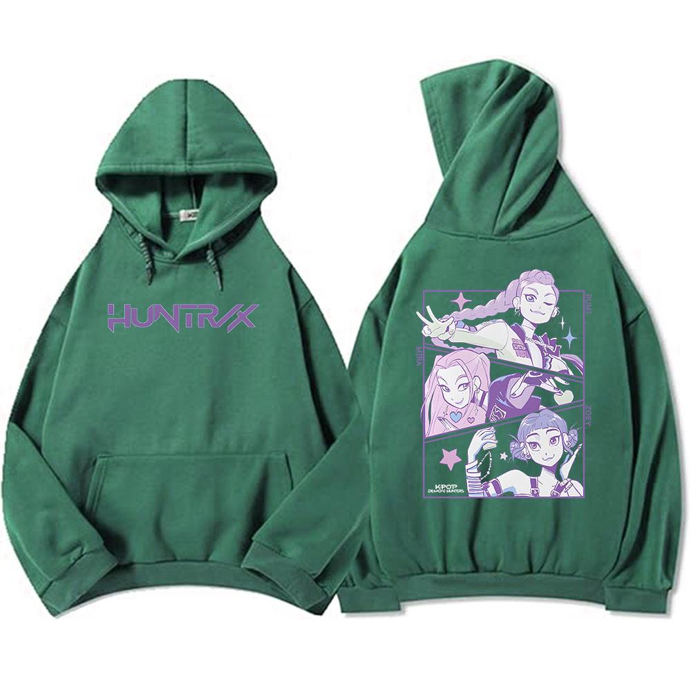 Мужские Женские Худи K-Pop Охотники на Демонов Графические Толстовки Флис Теплые Толстовки с Капюшоном Мода 2025 Мужская Толстовка с Принтом Топ