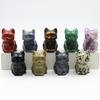 1.5" Various Crystal Energy Stones Carved Cats Rose Quartz Kitten Figurine Natural Gemstone Mini Sitting Cat Chakra Homome Decor