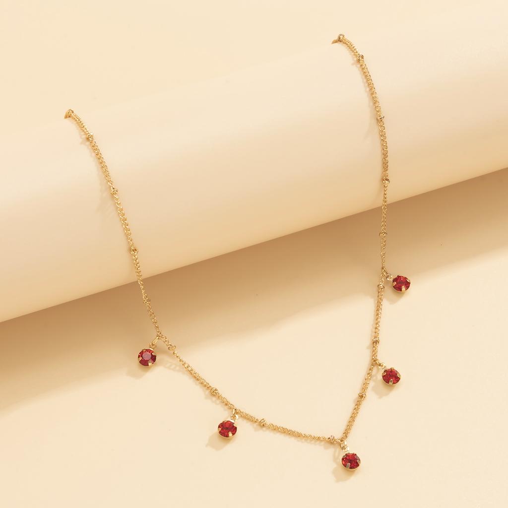 Colorful Zircon Double Circle Necklace Female Love Simple Necklace for Women Wedding Jewelry