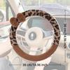 Чехол на руль автомобиля с леопардовым принтом и милым бантом, мягкий, нескользящий, Y2K ретро, роскошный, пушистый меховой аксессуар для салона автомобиля (Гепард)