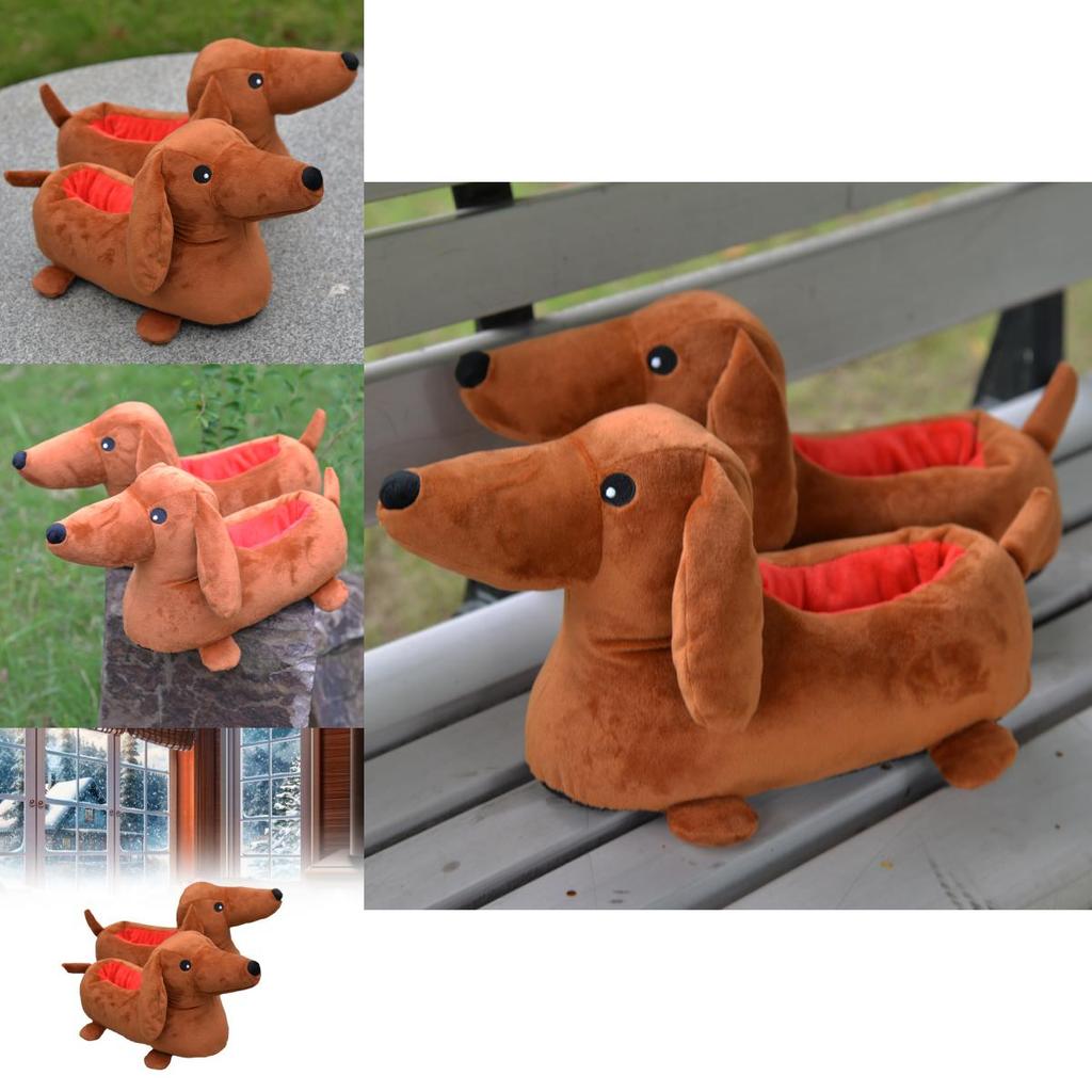 Adorable Dachshund Plush Slippers Cozy Cartoon Design For Comfortable Home Use