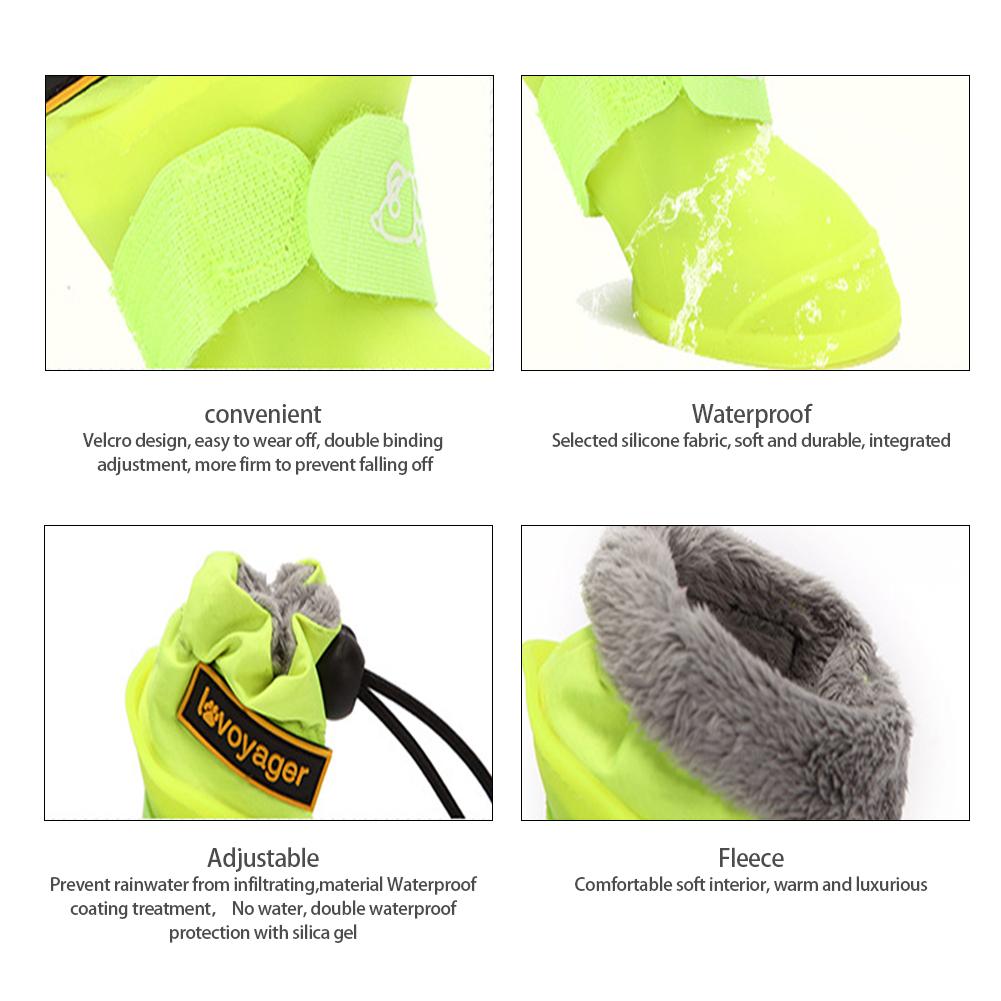 Теплые непромокаемые непромокаемые ботинки для домашних животных, зимние зимние сапоги для маленьких и средних собак для щенков, флисовые мягкие силиконовые регулируемые нескользящие непромокаемые сапоги для домашних животных