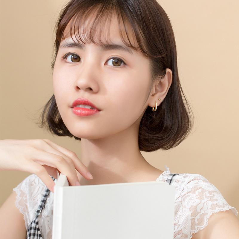 Серьги-кольца из стерлингового серебра 925 пробы в корейском стиле - Простые, свежие, девичьи.