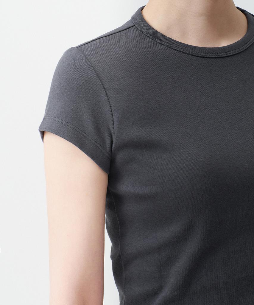 MUSINSA STANDARD WOMAN Women'S Slim Crop Crew Neck T-Shirt [Dark Grey]