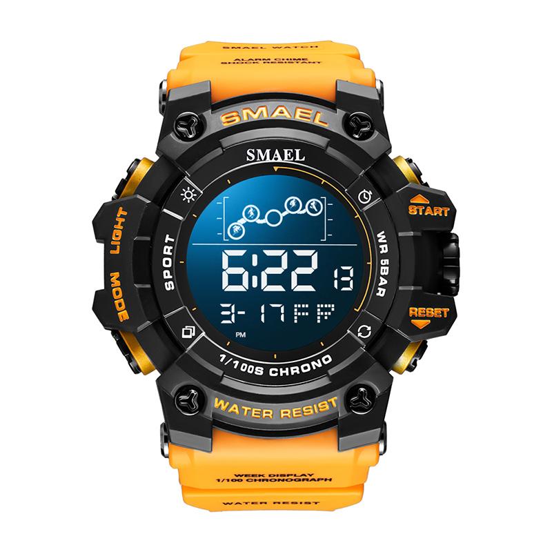 SMAEL 8082 Men's Sport Watch Digital Double Display Luminous 50 Bar Waterproof Alarm Stop Watch Plastic Case