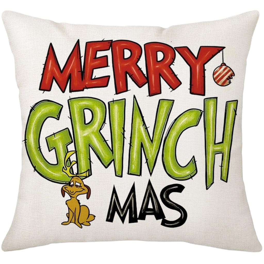 Christmas Happy Throw Pillow Cover, 18 X 18 Inch, Winter Holiday Cushion Cover Sofa Decor