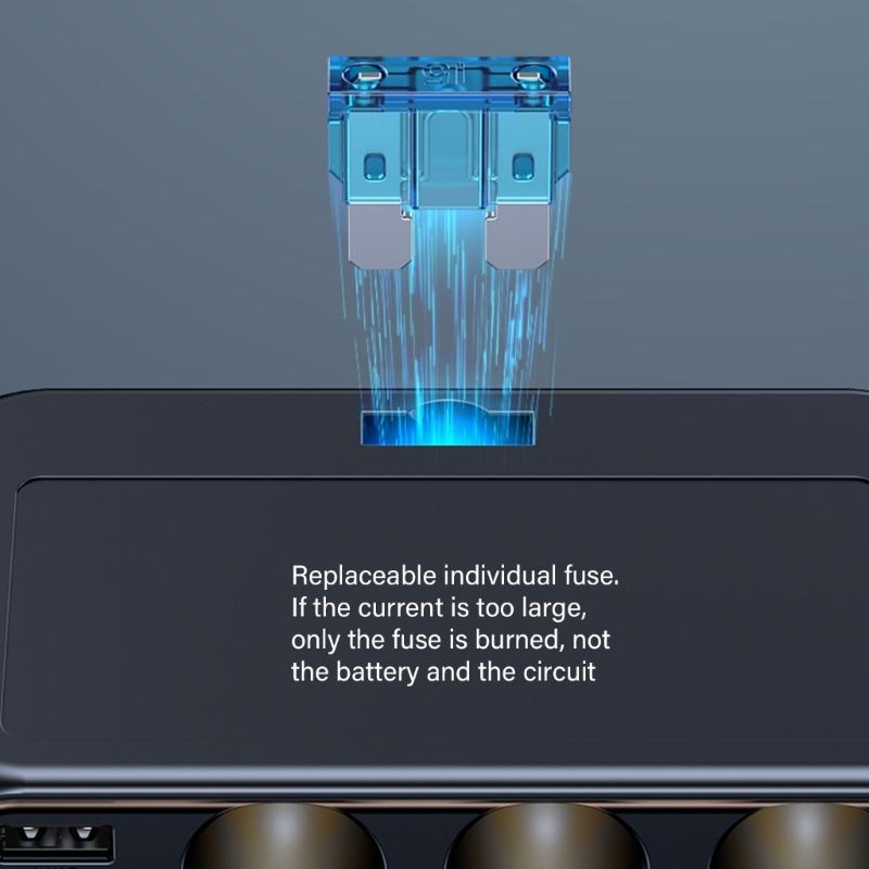 Car Charging Hub Splitters with Independent Switches Fast Charging Adapter Vehicles Charger for 12V-24V Car Truck SUVs