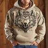 Свирепый животный волчий узор 3D цифровая печать мужская модная толстовка с капюшоном