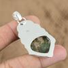 Natural Solar Moss Agate Gemstone Pendant Unicorn 925 Sterling Silver Jewelry