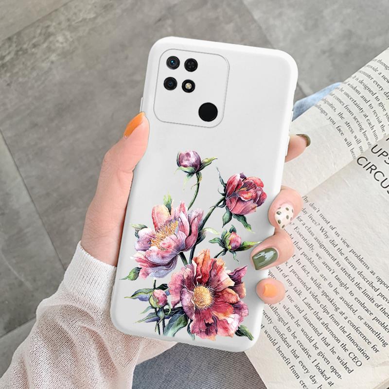 For Redmi 10C 10 C 10A Cover Funda Vintage Flowers Leaves Protective Cover Soft Capa For Xiaomi Redmi 10C 13C 14C Bumper Case