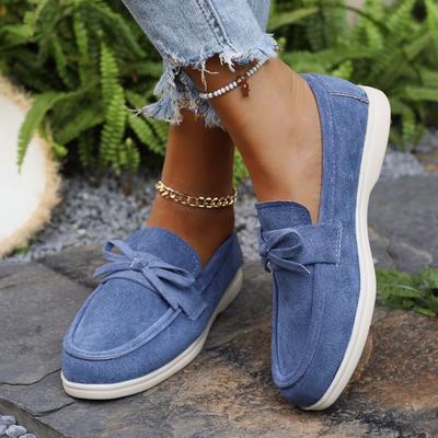 Модные женские лоферы с бантом, осенние новинки, круглый носок, глубокий вырез, мягкая подошва, нескользящие, одинарные туфли
