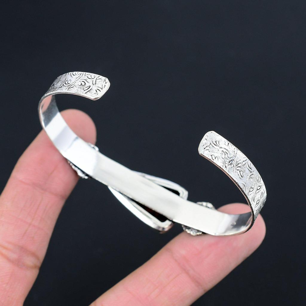 Friendship Day Deal Mahogany Obsidian Gemstone Daughter Bangle Sterling Silver
