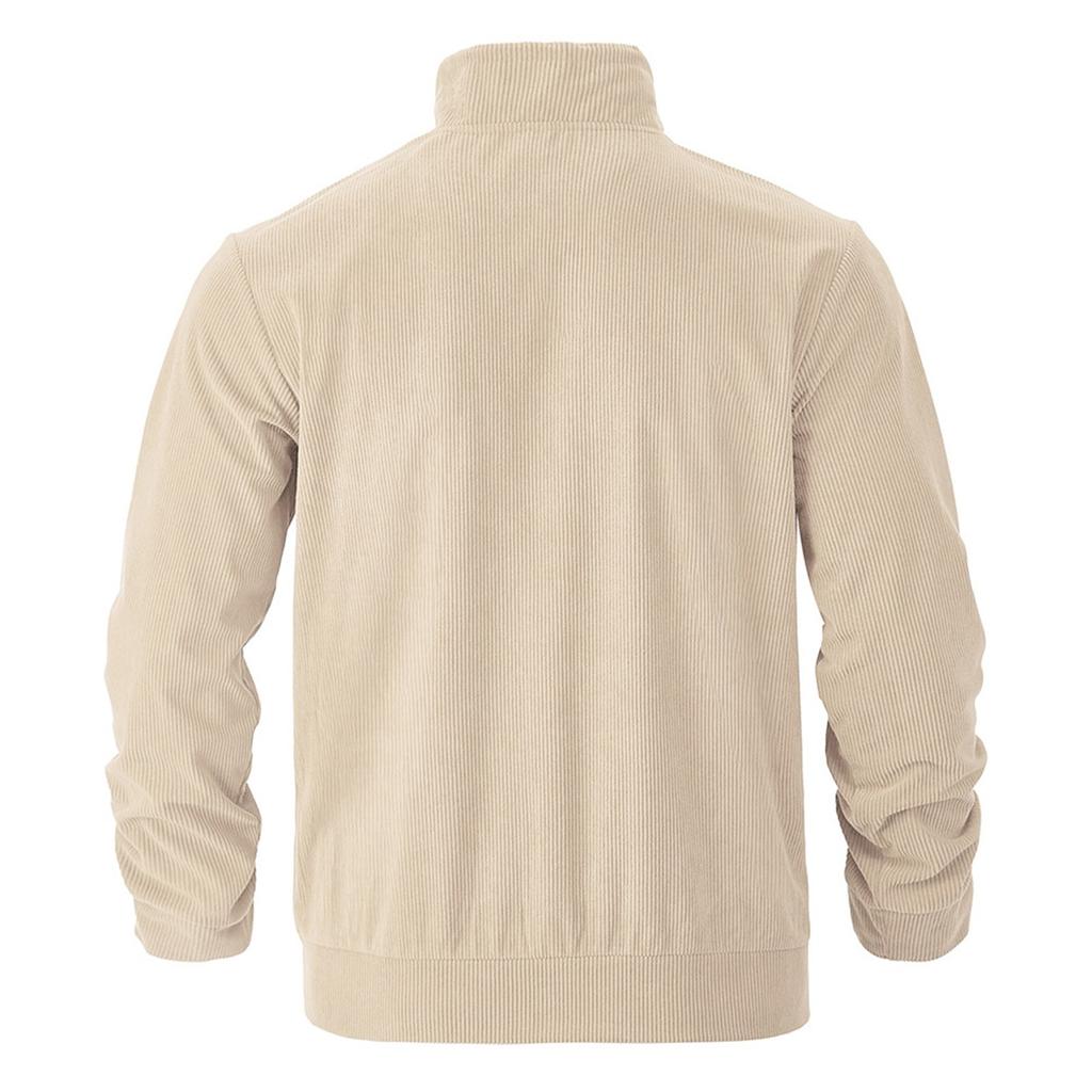 Men's Solid Color Corduroy Lapel Jacket Men's Retro Multi-Pocket Work Jacket