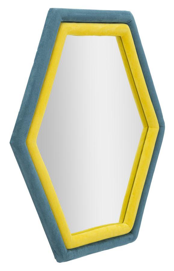 Wall Mirror Tony Blue Yellow Velvet Cm 75X4X80