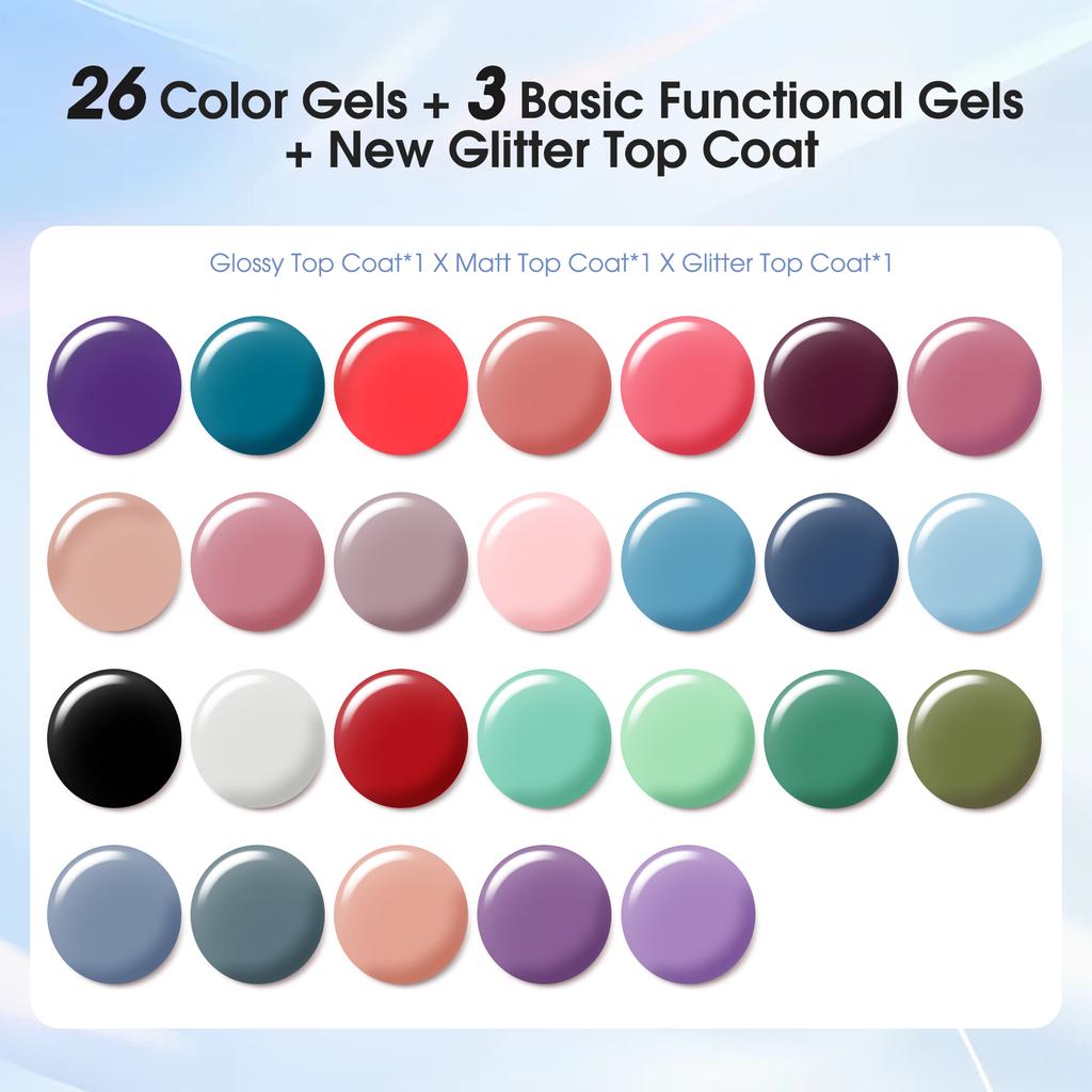 ROSALIND 38pcs Nail Polish Gel Kit Colorful Semi Permanent Gel Nail Polish Soak Off UV Gel Base Matt Top Coat Gel Polish Varnish Hybrid Lacquer Gel