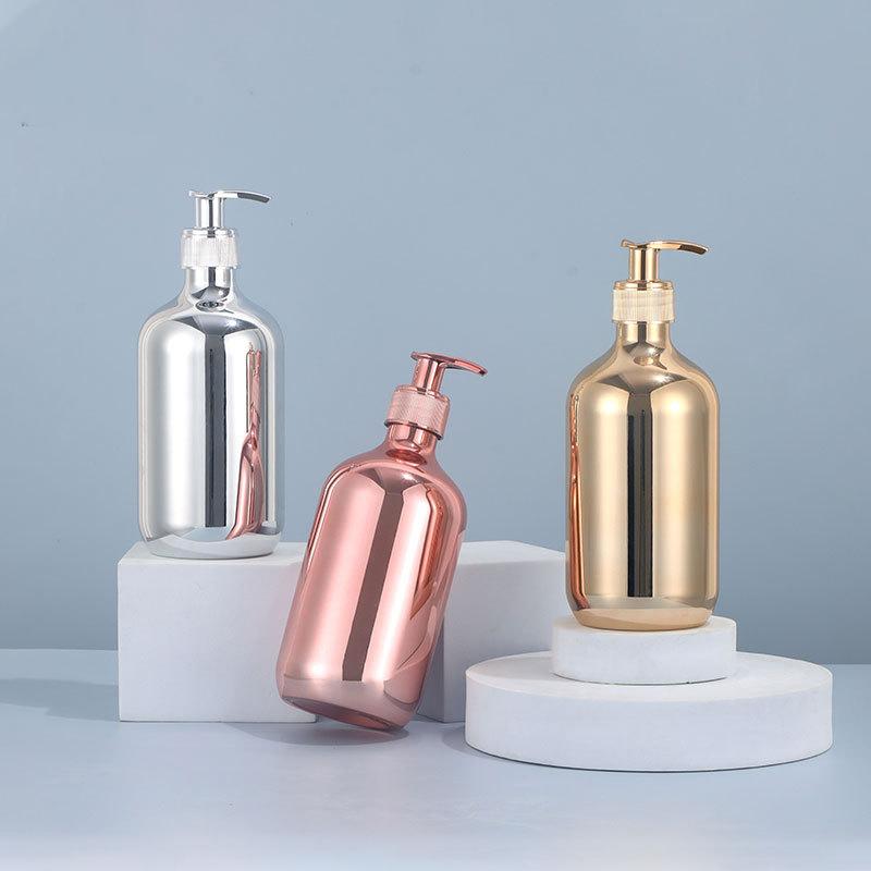 Electroplating Shampoo Bottle PET Press Type Lotion Empty Bottle Bathroom Shower Gel Large-Capacity Soap Dispenser