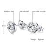 Deelfel Earrings Ladies Silver a Single Diamond Circular Shape Round Zirconia Earrings Stainless Compatible with Metal Allergies She Present Fashion