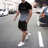 Color Blocking Style 3D Printing Men's Round Neck Sportswear Set Summer T-shirt Shorts 2-piece Set Large Pullover Fashion Men's