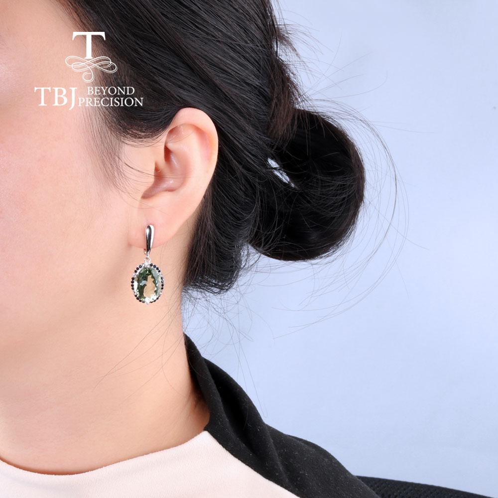Новый!Серьги-подвески с натуральным бразильским зеленым аметистом BL, настоящие драгоценные камни, овальные 12*16 мм, комплект ювелирных изделий из стерлингового серебра 925 пробы, изысканные ювелирные изделия