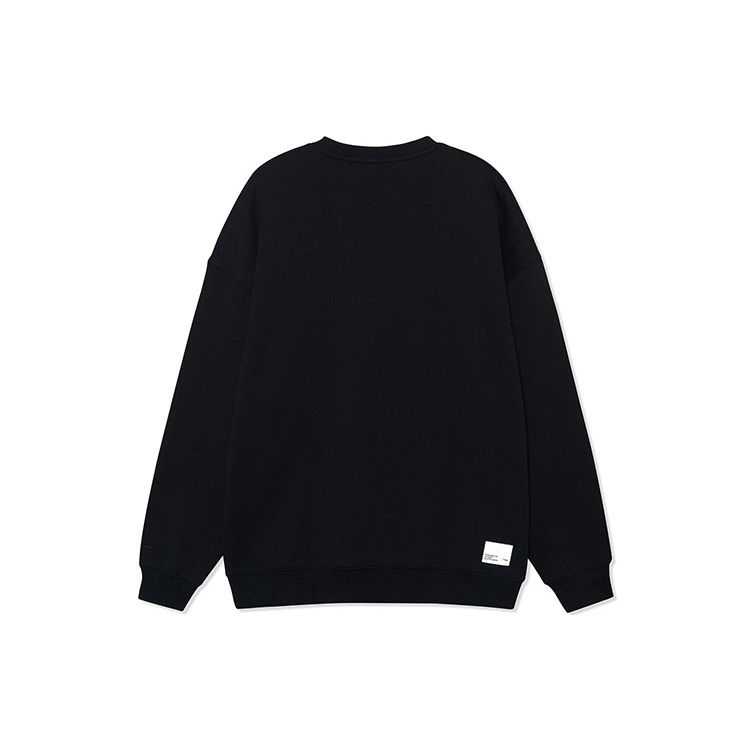 Li-Ning Свободный свитшот с круглым вырезом серии Urban Outdoor, светоотражающий буквенный принт, топы унисекс, черный AWDRF29-3