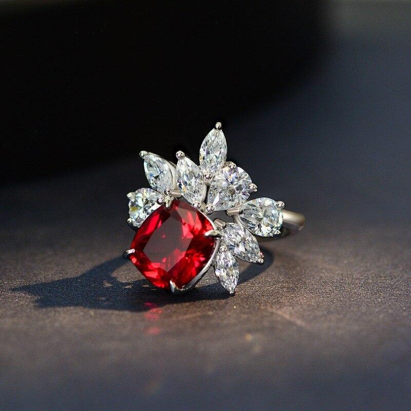 Обручальное кольцо сверкающее синее бриллиантовое кольцо из стерлингового серебра 925 пробы классические кольца для женщин красное кольцо ювелирные изделия подарки