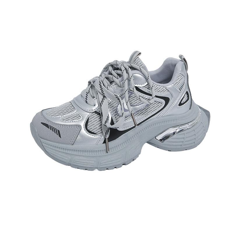 Маффин мягкая платформа красные папины кроссовки 2025 весна новая цветовая гамма пара шнурков спортивная обувь сетка дышащая женская обувь