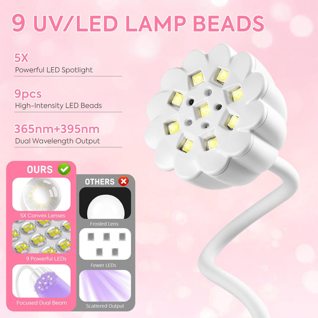 DianaBeauty UV Led Nail Lamp Rechargeable Nail Dryer 4 Timer Settings HD Display Table UV Nail Lamp for Manicure Nail Tools