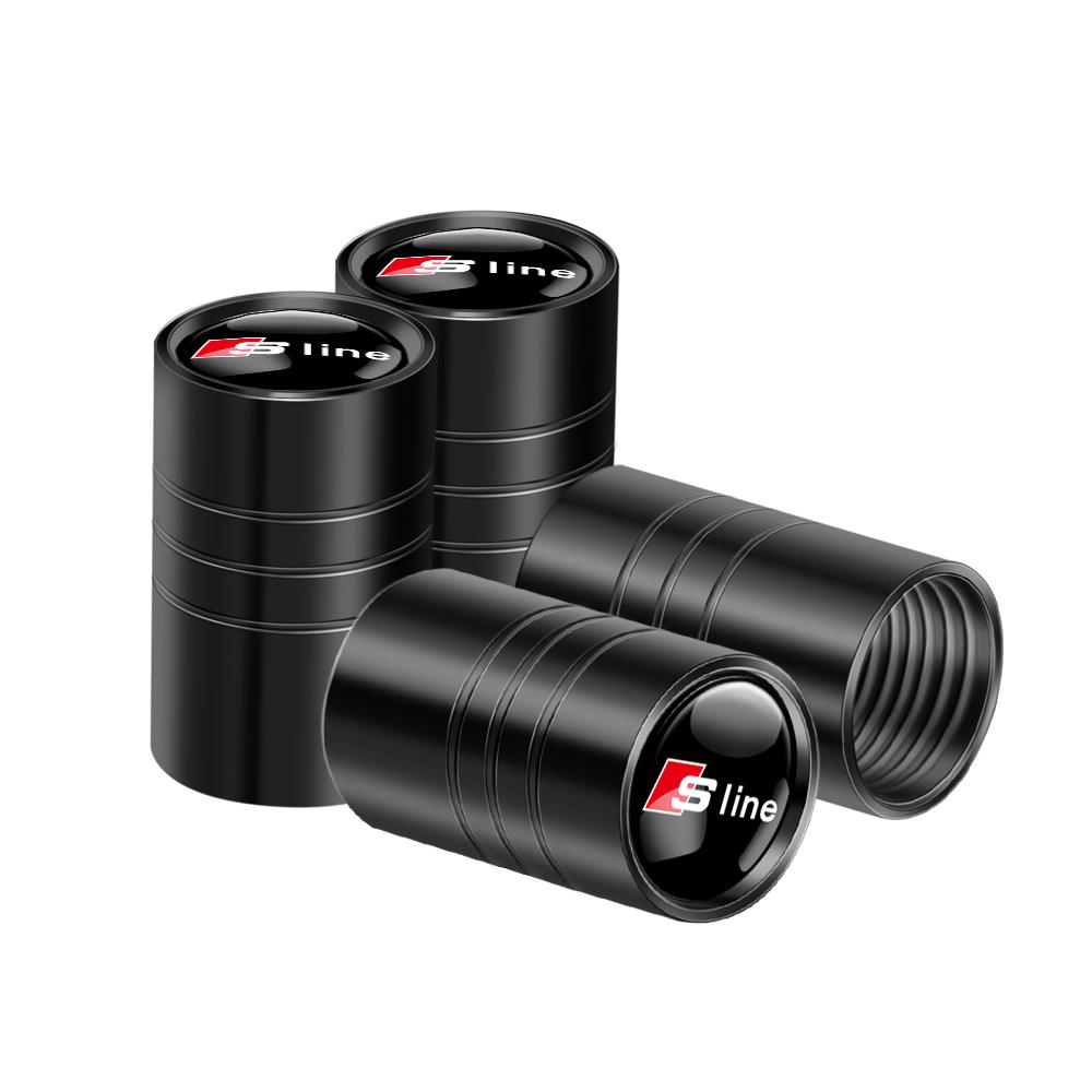 4pcs 3D Metal Car Wheel Tire Valve Caps Tyre Rim Stem Covers Accessories For Audi OOOO SLINE RS S TT A1 A3 8P 8V A4 A5 A6 A7 A8L