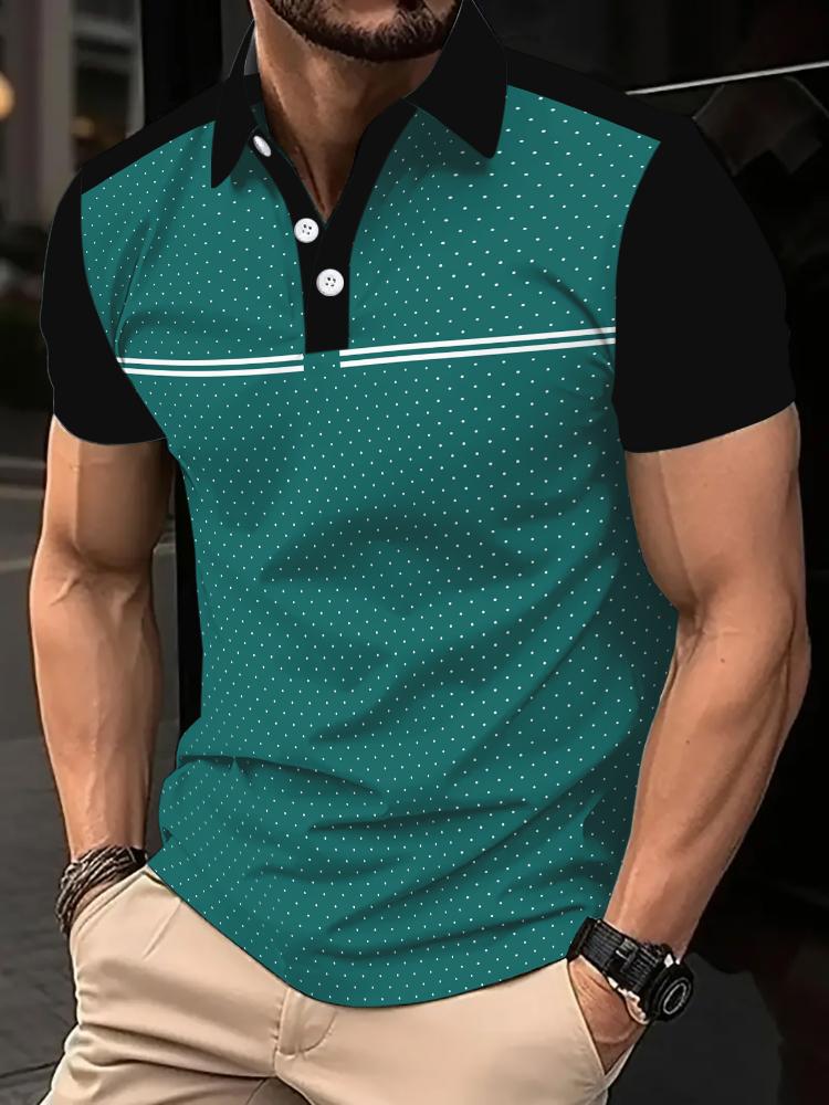 Мужская модная спортивная рубашка-поло в стиле пэчворк