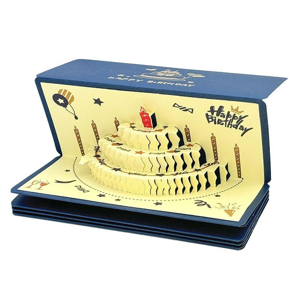 Выдвижная 3D Красный конверт на День Рождения Складной Торт на День Рождения Открытка Мешок для денег Вечеринка в честь Дня Рождения