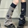 Reversible Star Print Sock Leg Warmers Japanese JK White Y2K Stacked Socks Lolita Knit Leggings Hot Girl Style