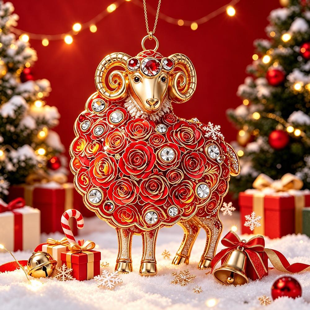 Shining Goat Hanging Ornament 2D Flat Goat Bag Charm Animal Hanging Decoration Backpack Decoration