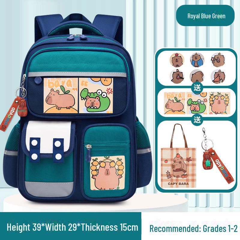Рюкзак большой вместимости с капибарой для 1-6 классов - Милый и грязеотталкивающий дизайн для мальчиков и девочек