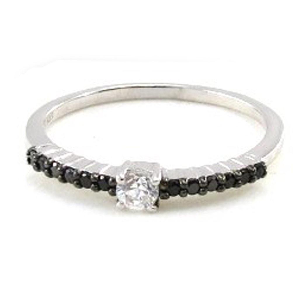 Silver Ring 'Scarlett' Black White