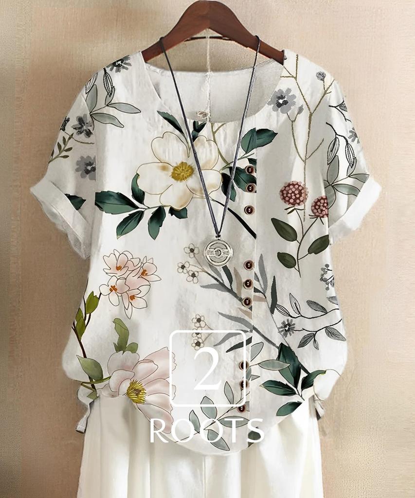 Блузка Second Roots с цветочным и листовым принтом, короткое декоративное нижнее белье, лето, стиль мори-гёрл, стильная, принцесса, для беременных, размер, принты, рукава,