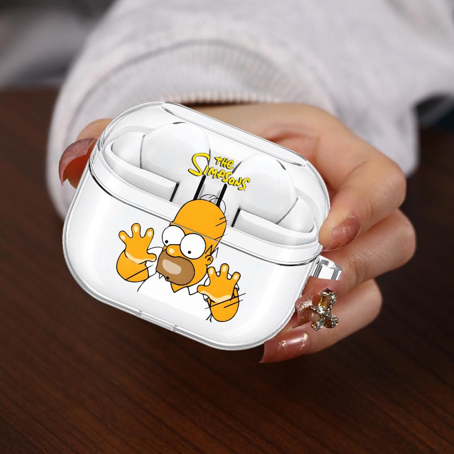Case For Samsung Galaxy Buds 3 FE 3Pro Live 2 4 Pro 2Pro 4Pro Clear Earphone Cases Cover With Hook The Simpsons Funny