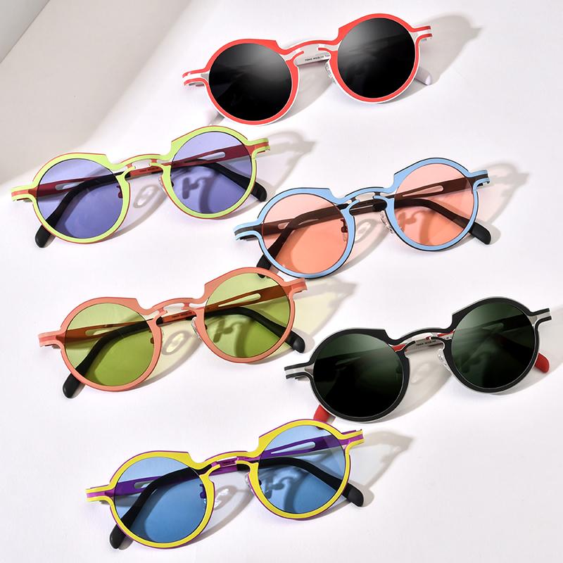 Borregls Colorful Titanium Sunglasses Men Vintage Round Fashion Women Polarized Mirrored UV400 Sun Glasses Retro Shades 185835T