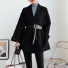 Woolen Coat Women's Medium and Long Version Autumn and Winter New Small Cape Black Woolen Coat Versatile