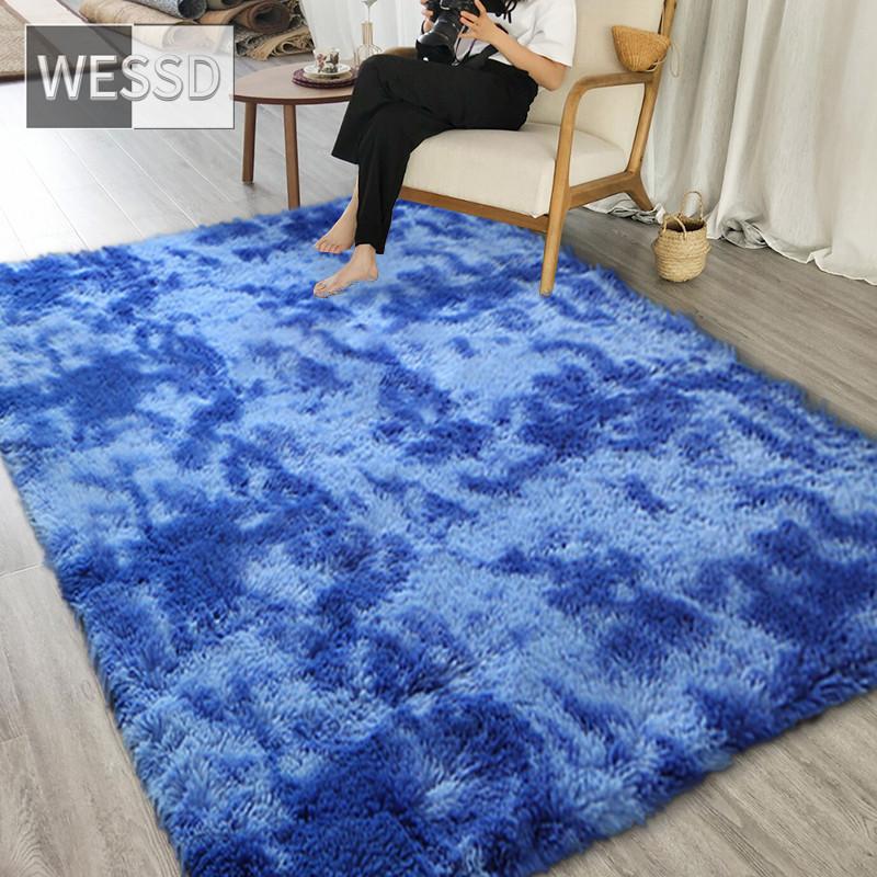 Плюшевый ковер для гостиной с градиентным разноцветным лохматым мягким напольным ковриком в спальне, лохматый ковер для детской комнаты