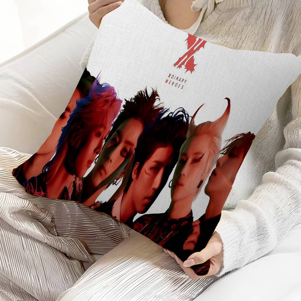 Band X-Xdinary Heroes Pillow Covers Cartoon Sofa Decorative Home Double-Sided Printing Short Plush Cute Cushion Cover