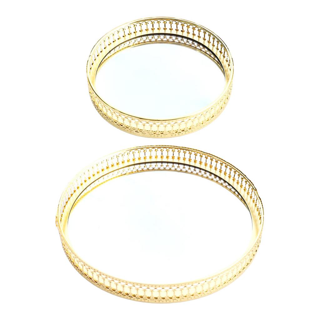 Золотой Металлический Зеркальный Поднос Основа Парфюмерия Ювелирные Изделия Макияж Декоративный Туалетный Поднос