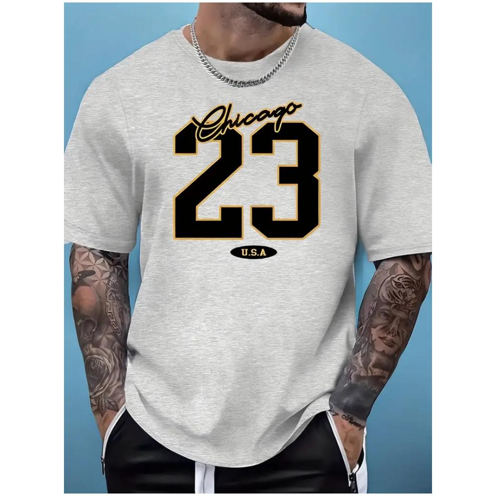 Men's T-Shirt 3d 23 Digital Pattern T Shirt Tops Summer Short Sleeved Tees Simple Casual Street Clothing Men Fashion Blouse