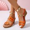 Fashion On A Wedge Med Shoes Low Slippers Women Summer Big Size Lady Pantofle Slides Platform Girl 2025 Rubber Rome Fabric PU Hoof